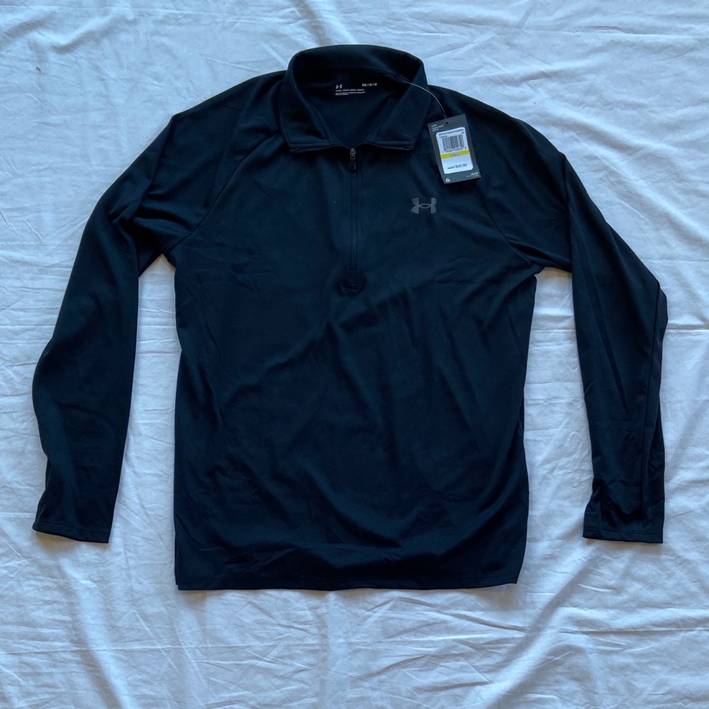Under Armour UA Tech Quarter Zip long sleeve shirt NWT Mens Medium Black